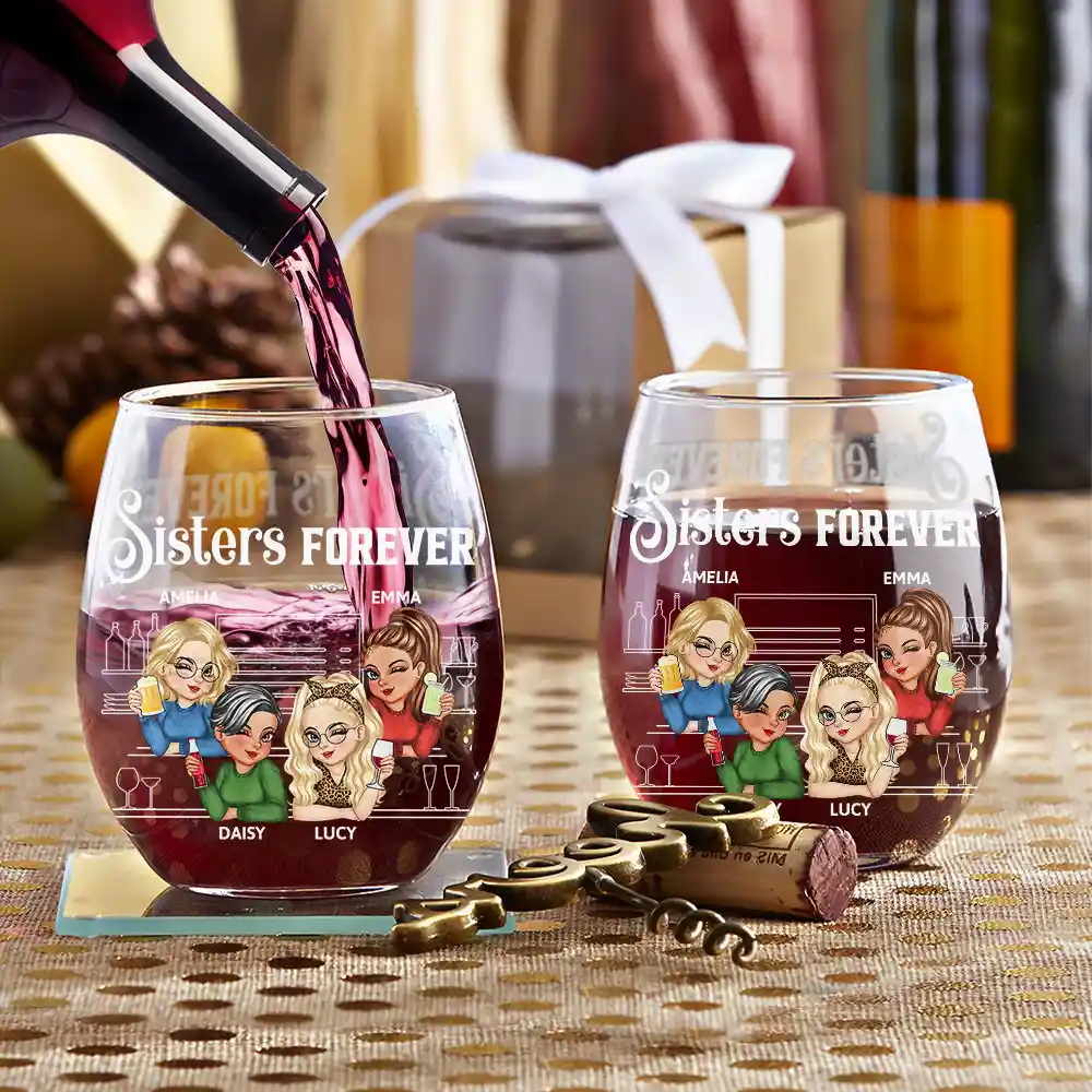 Gift For Bestie, Gifts For Colleagues, Gift For Sisters - We're Not Sugar And Spice And Everything Nice Bestie - Personalized Stemless Wine Glass
