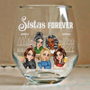 Gift For Bestie, Gifts For Colleagues, Gift For Sisters - We're Not Sugar And Spice And Everything Nice Bestie - Personalized Stemless Wine Glass
