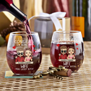 Gift For Couples, Gift For Husband, Gift For Wife, Gift For Boyfriend, Gift For Girlfriend - Congrats On Being My Husband Chibi Couples - Personalized Stemless Wine Glass