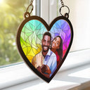 Gift For Couples, Parents, Gift For Husband, Gift For Wife, Gift For Boyfriend, Gift For Girlfriend, Family, Dog Lovers, Cat Lovers, Pet Lovers - Custom Photo Portrait Couple Family - Personalized Window Hanging Suncatcher Ornament