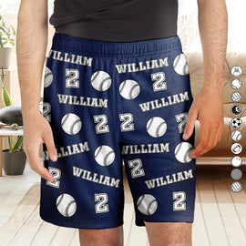 Sport Dad, Baseball, Softball, Basketball Football, Golf - Funny Sports Pattern Baseball Volleyball Basketball - Personalized Pajama Shorts