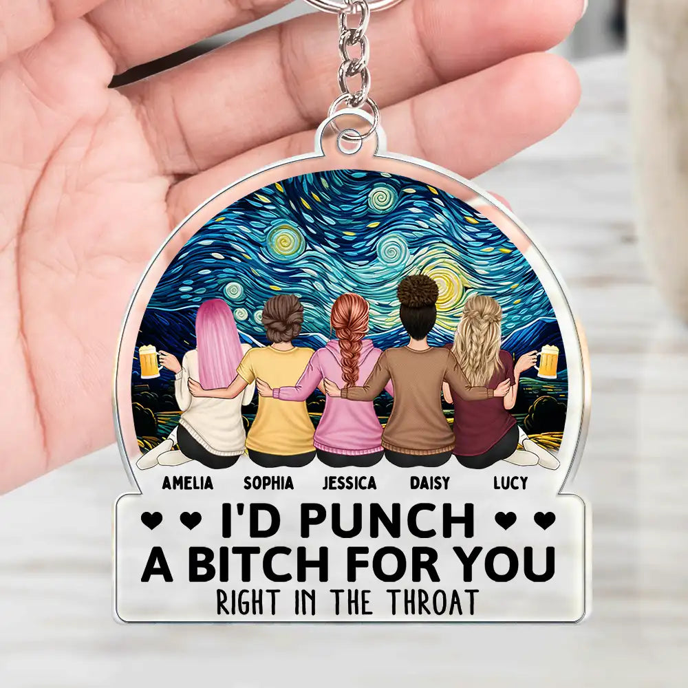 Gift For Bestie, Gift For Sisters, Gifts For Colleagues - Right In The Throat Besties Sisters - Personalized Acrylic Keychain