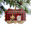 On The Naughty List Flannel Christmas Dog - Christmas Gift For Dog Lovers - Personalized Custom Wooden Ornament, Aluminum Ornament