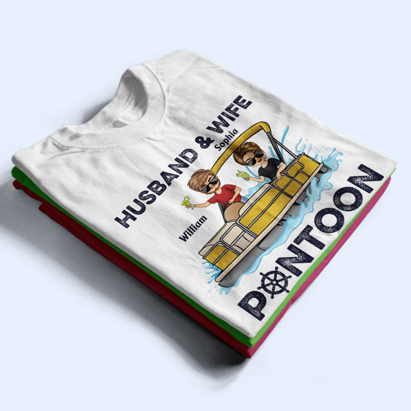 Husband & Wife Pontoon Partners For Life - Couple Gift - Custom T Shirt