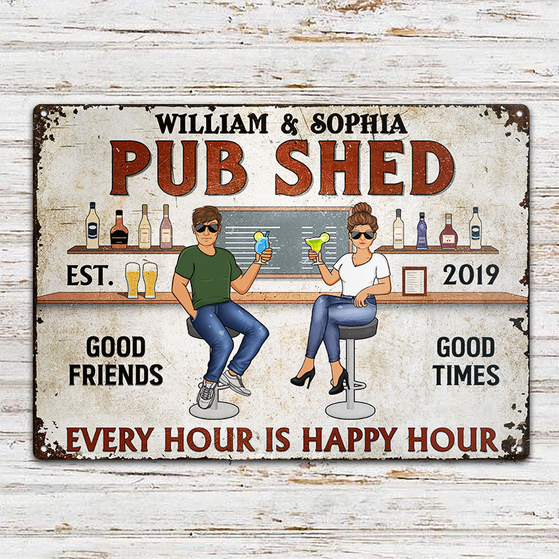 Proudly Serving Whatever You Bring Vintage Husband Wife - Couple Gift - Personalized Custom Classic Metal Signs