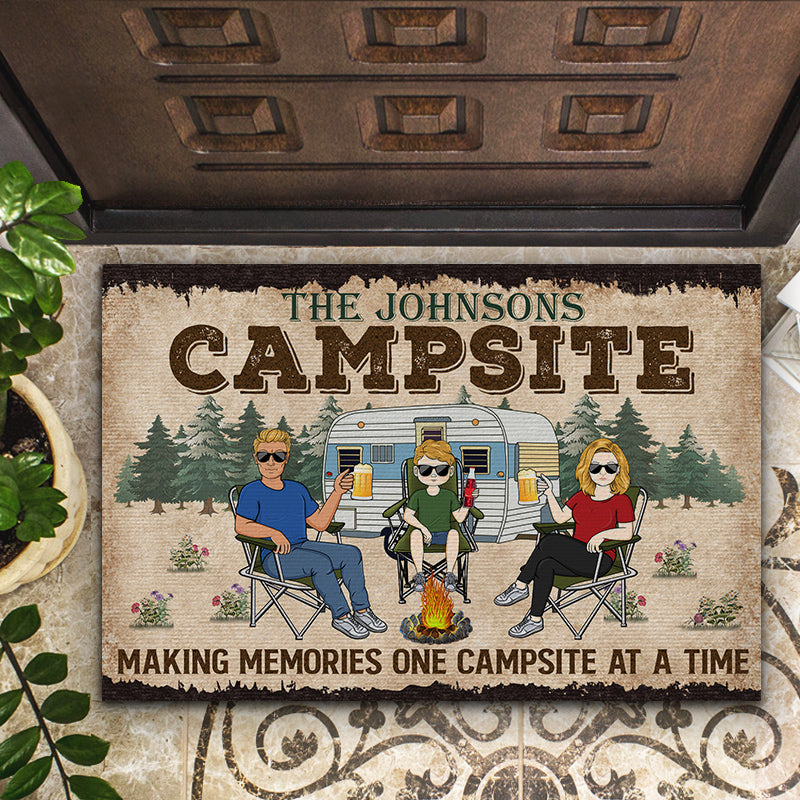 Making Memories One Campsite At A Time Camping Family - Personalized Custom Doormat