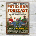 Patio Forecast Grilling And Chilling Chance Of Drinking - Backyard Sign - Personalized Custom Classic Metal Signs