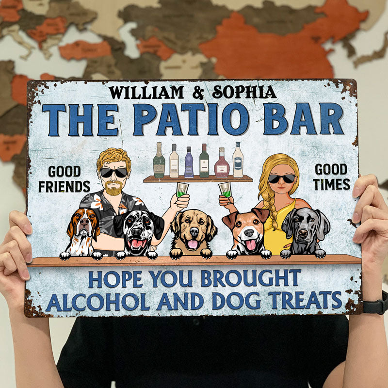 Poolside Grilling Hope You Brought Alcohol And Dog Treats Couple Husband Wife - Backyard Sign - Personalized Custom Classic Metal Signs