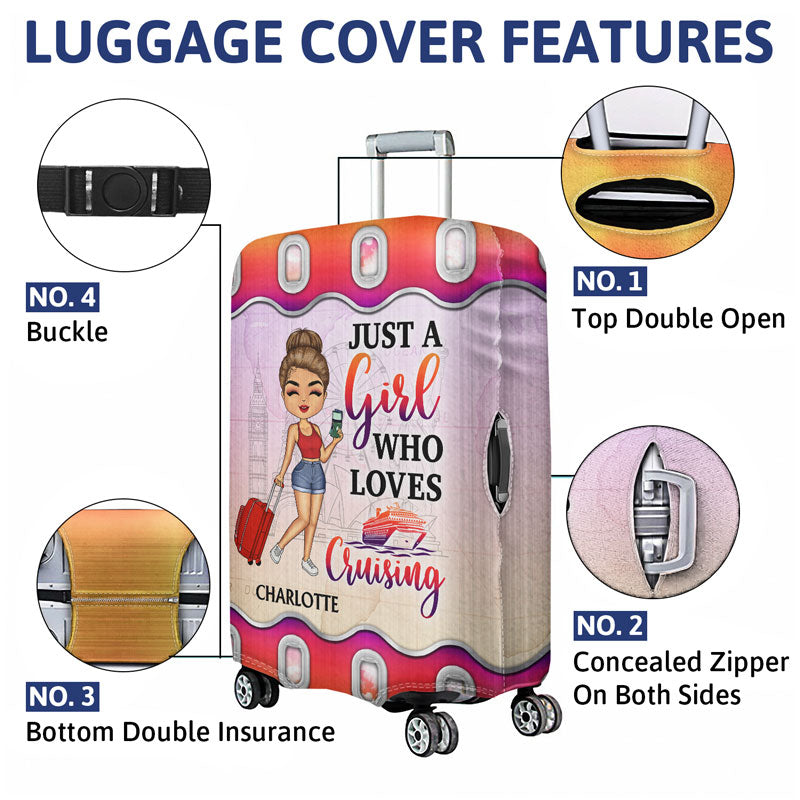 Color Just A Girl Boy Who Loves Traveling - Gift For Traveling Lovers - Personalized Custom Luggage Cover