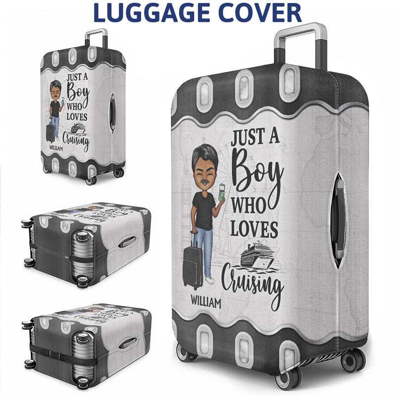 Color Just A Girl Boy Who Loves Traveling - Gift For Traveling Lovers - Personalized Custom Luggage Cover