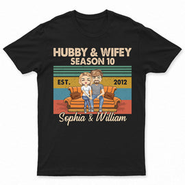 Hubby And Wifey Season Married Retro - Gift For Couple - Personalized Custom T Shirt