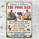 The Patio Bar We Gather With Friends And Family Grilling Couple - Backyard Sign - Personalized Custom Classic Metal Signs