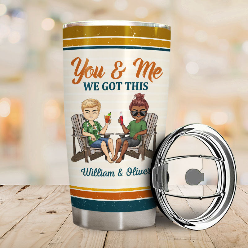 The Day I Met You I Found My Missing Piece Chibi Retro - Gift For Couples - Personalized Custom Tumbler