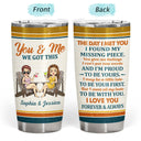 The Day I Met You I Found My Missing Piece Chibi Retro - Gift For Couples - Personalized Custom Tumbler