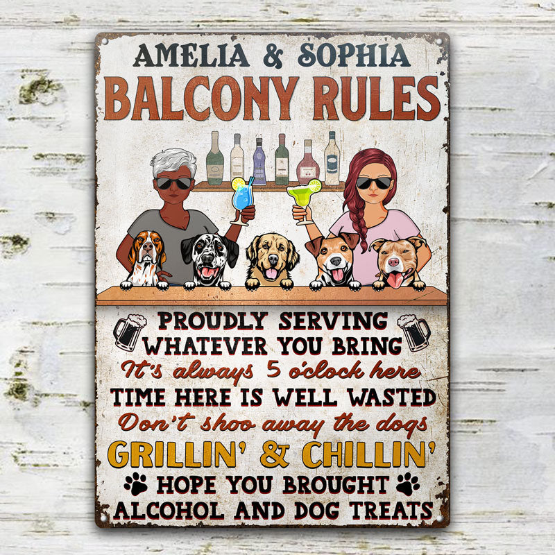 Bar Rules Proudly Serving Whatever You Bring Couple Husband Wife - Gift For Dog Lovers - Personalized Custom Classic Metal Signs