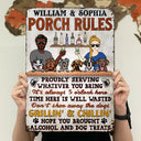 Bar Rules Proudly Serving Whatever You Bring Couple Husband Wife - Gift For Dog Lovers - Personalized Custom Classic Metal Signs