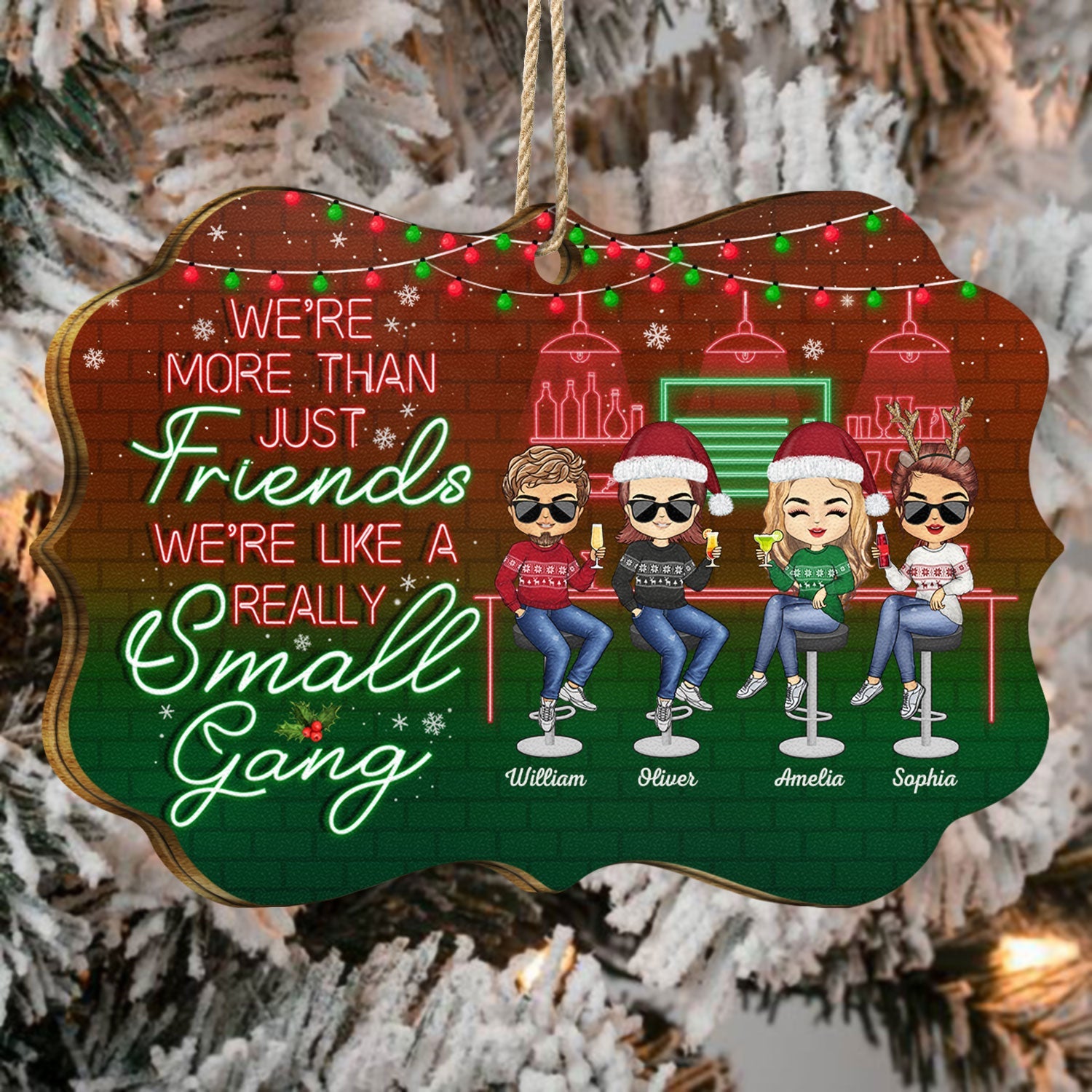 Here's To Another Year Of Bonding Over Alcohol Christmas Best Friends - Bestie BFF Gift - Personalized Wooden Ornament