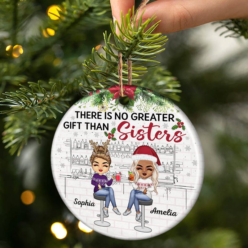 Besties Forever Christmas Best Friends Colorful - Bestie BFF Gift - Personalized Custom Circle Ceramic Ornament