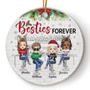 Besties Forever Christmas Best Friends Colorful - Bestie BFF Gift - Personalized Custom Circle Ceramic Ornament