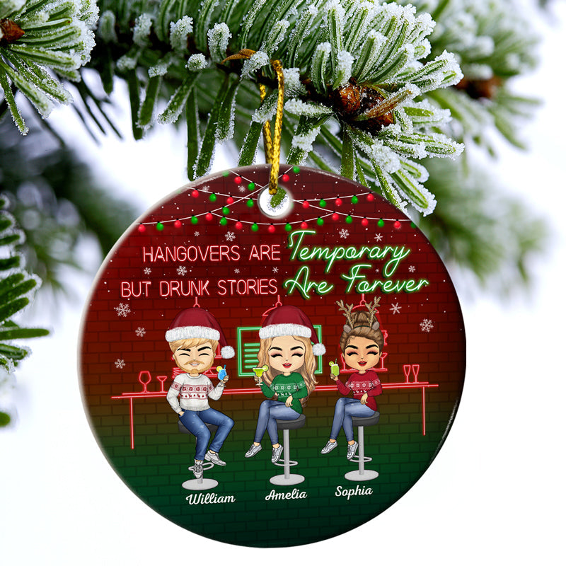 Here's To Another Year Of Bonding Over Alcohol Christmas Best Friends - Bestie BFF Gift - Personalized Custom Circle Ceramic Ornament