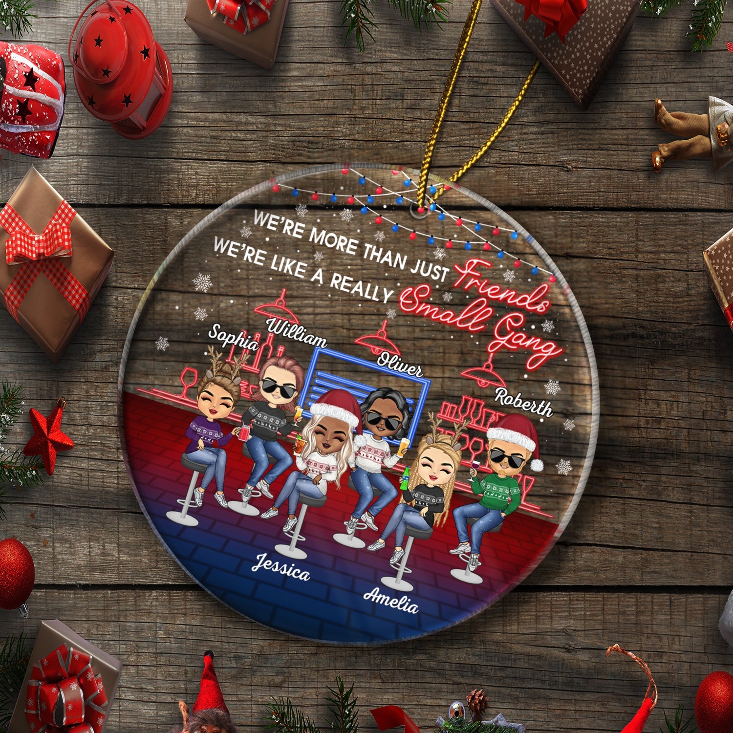 Here's To Another Year Of Bonding Over Alcohol Christmas Best Friends - Bestie BFF Gift - Personalized Custom Circle Acrylic Ornament