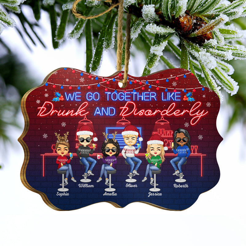 Here's To Another Year Of Bonding Over Alcohol Blue Christmas Best Friends - Bestie BFF Gift - Personalized Wooden Ornament