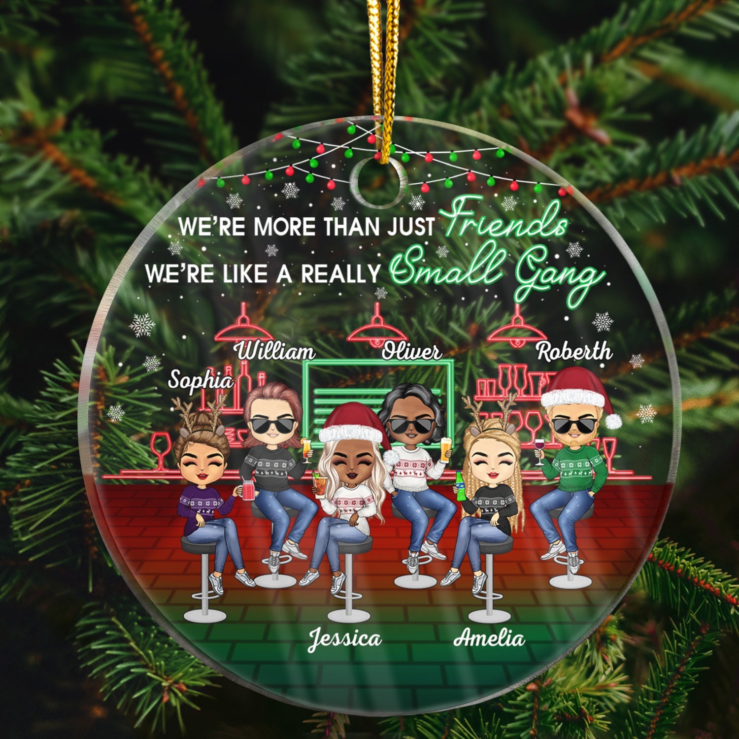 Besties Here's To Another Year Of Bonding Over Alcohol Christmas Best Friends - Bestie BFF Gift - Personalized Custom Circle Acrylic Ornament