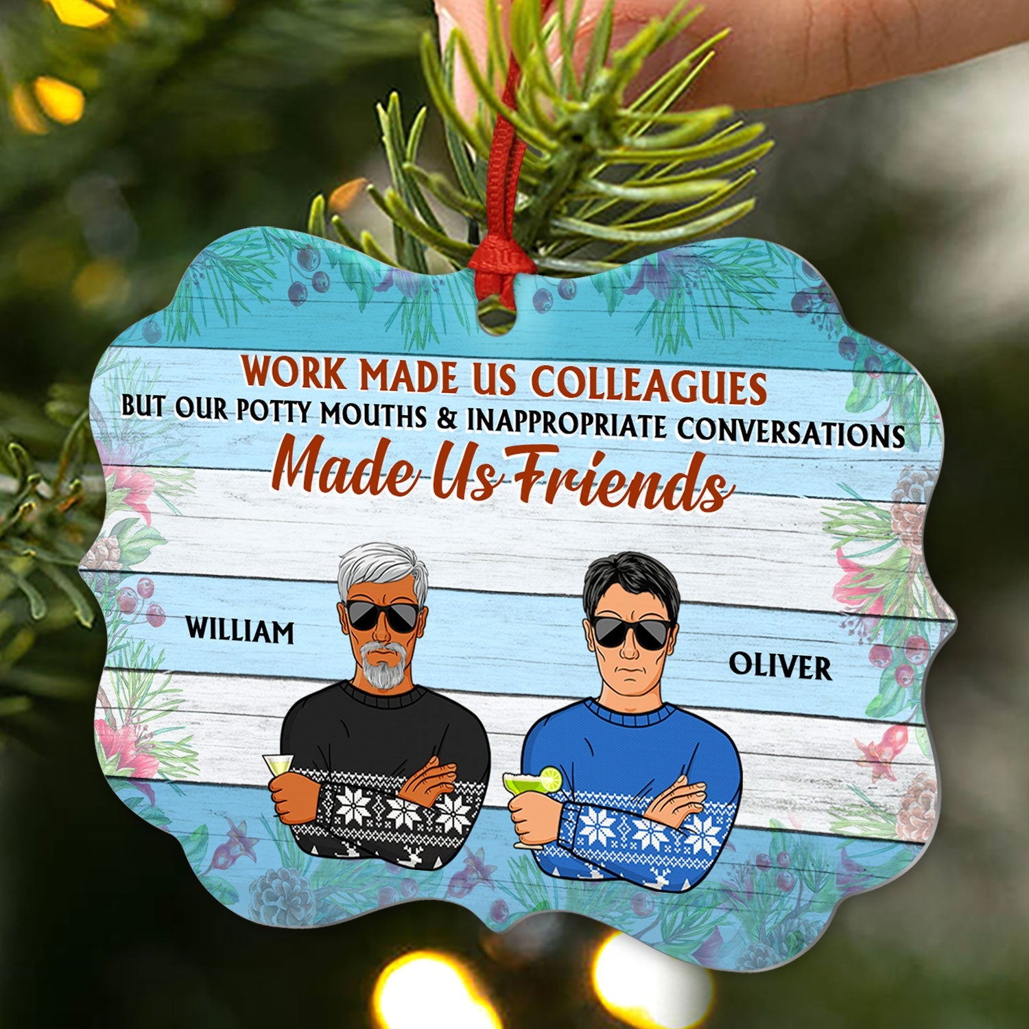 Work Made Us Colleagues But Our Potty Mouths Office Worker - Funny Christmas Gift - Personalized Custom Aluminum Ornament