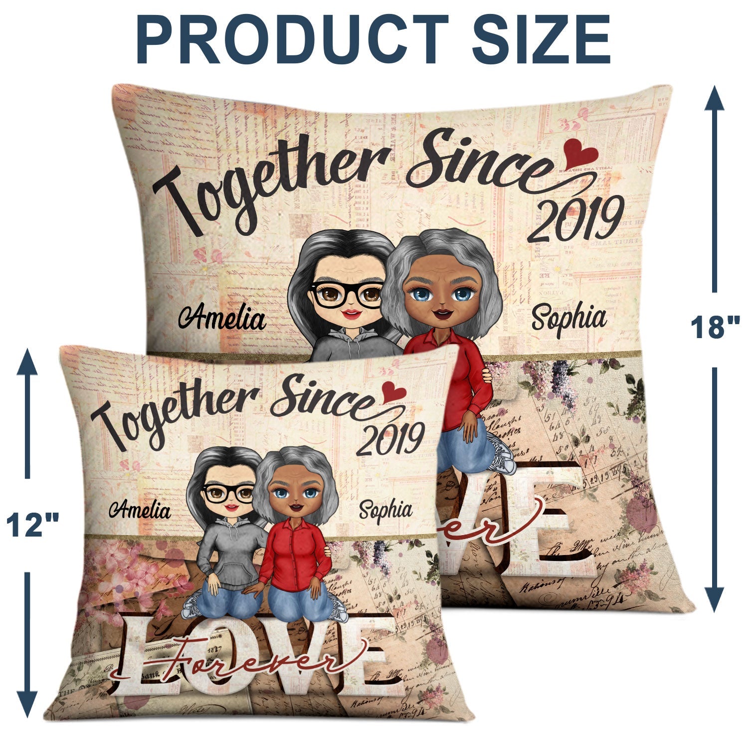 Together Since Love Forever Husband Wife - Couple Gift - Personalized Custom Pillow