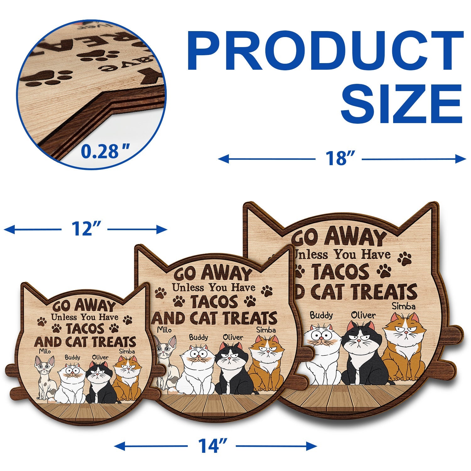 Go Away Unless You Have Alcohol And Cat Treats Funny Cartoon Cat - Gift For Cat Lovers - Personalized Custom Shaped Wood Sign