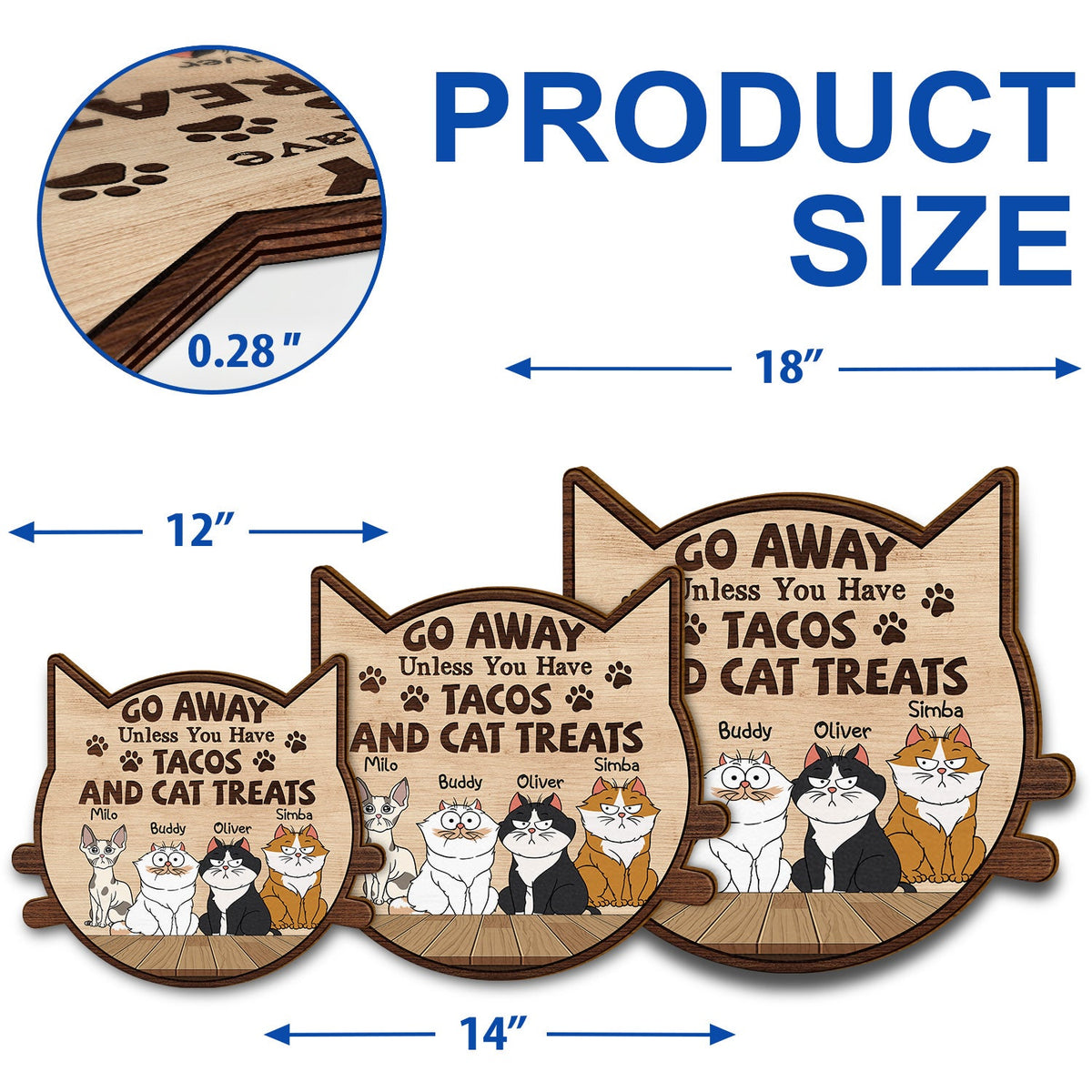 Go Away Unless You Have Alcohol And Cat Treats Funny Cartoon Cat - Gift For Cat Lovers - Personalized Custom Shaped Wood Sign