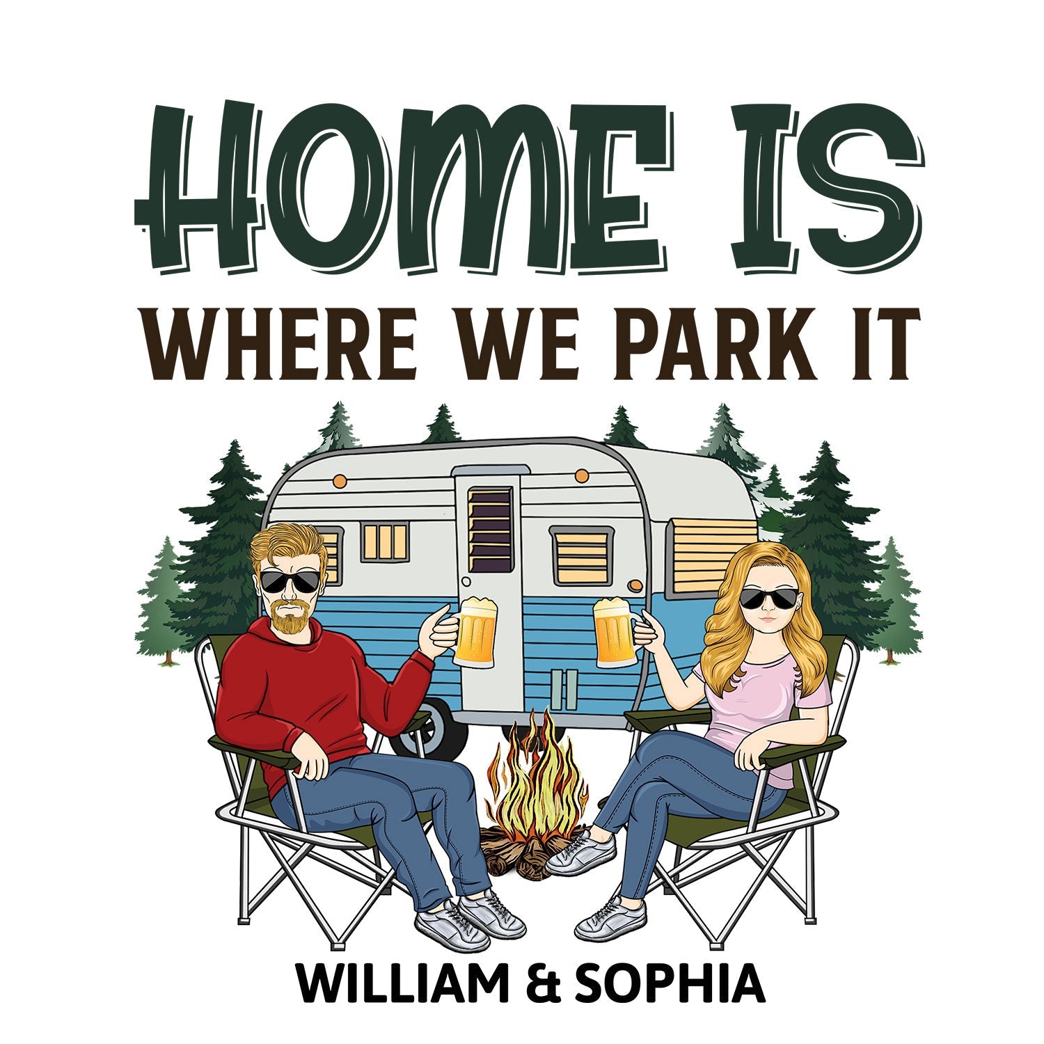 Home Is Where We Park It - Vacation, Traveling, Funny Gift For Couples, Camping Lovers - Personalized Camping Decal, Decor Decal