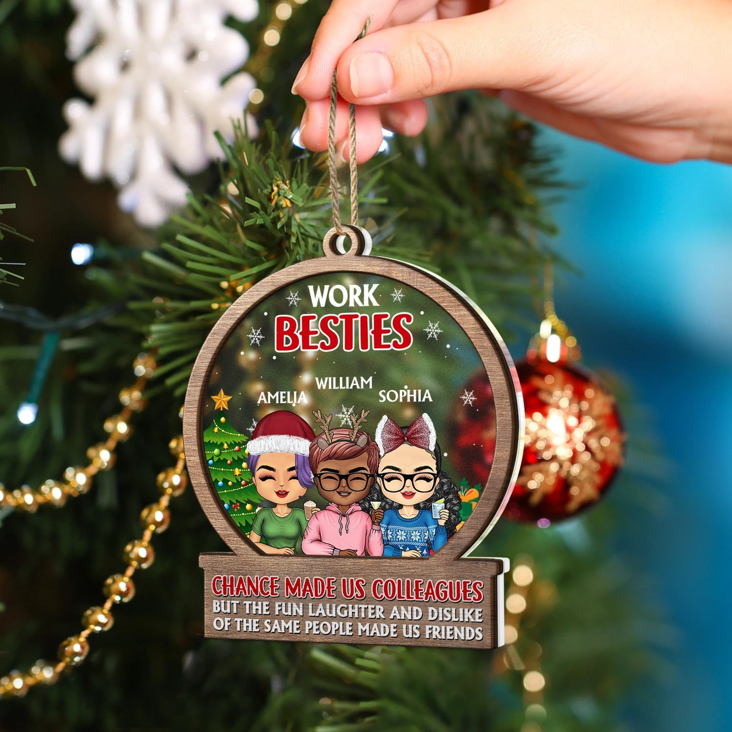 You Are The Reason I Don't Punch People At Work - Christmas Gifts For Colleagues, Coworker, Besties - Personalized 2-Layered Mix Ornament