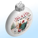 Merry Christmas - Christmas Gift For Couples, Dog Lovers, Cat Lovers - Personalized White Flat Ball Ornament