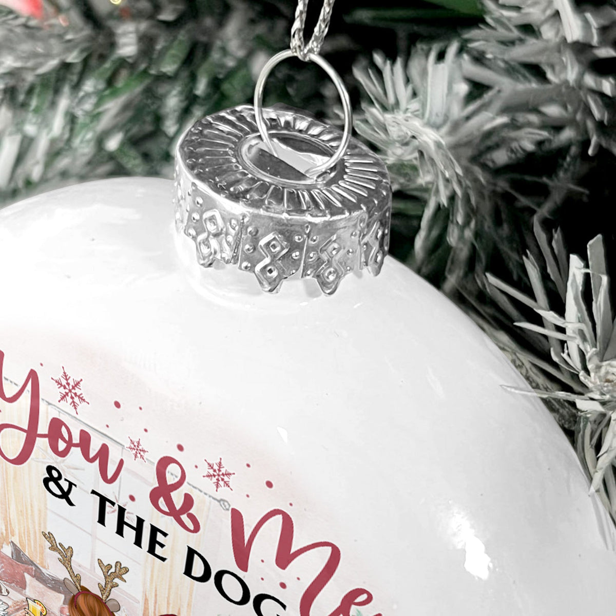 Merry Christmas - Christmas Gift For Couples, Dog Lovers, Cat Lovers - Personalized White Flat Ball Ornament