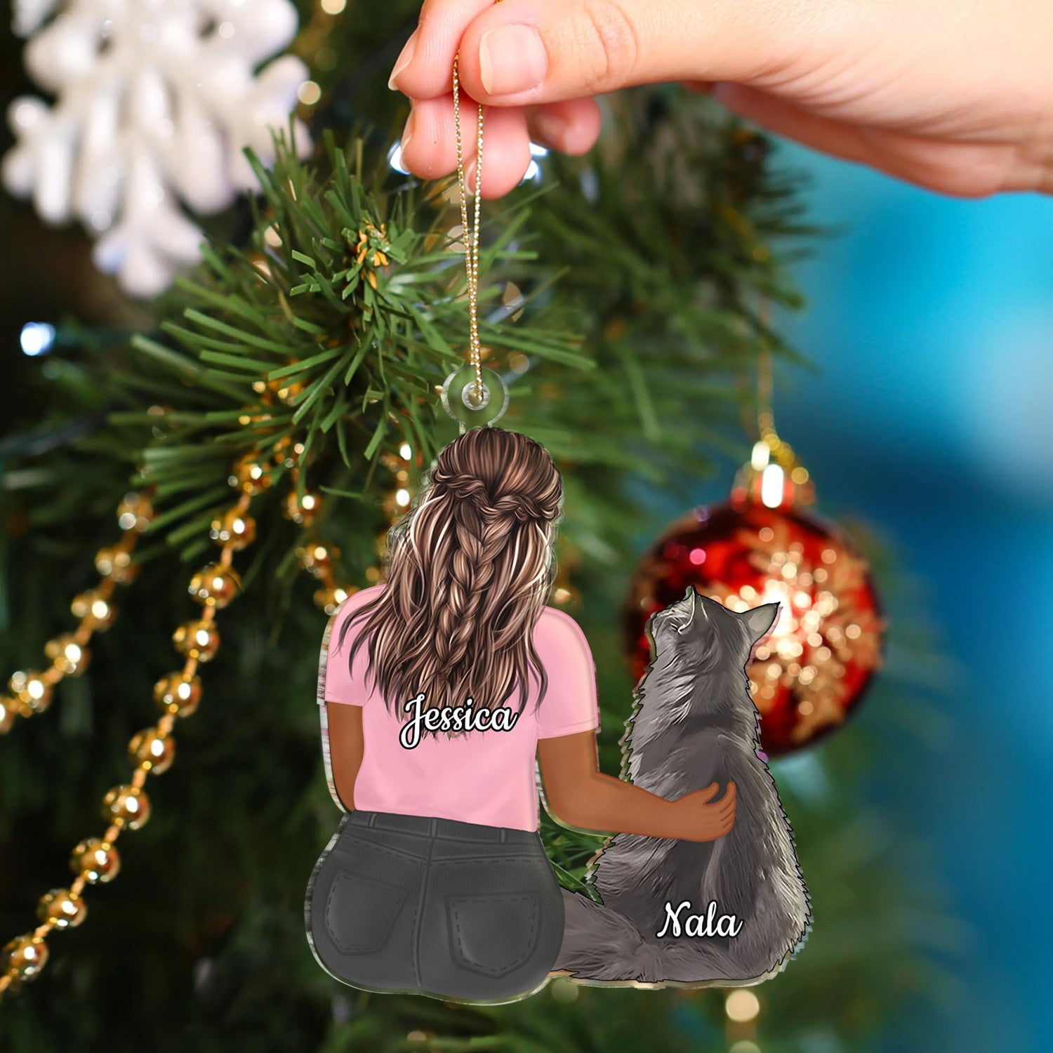 Hugging Pet - Christmas Gift For Dog Lovers, Cat Lovers - Personalized Cutout Acrylic Ornament