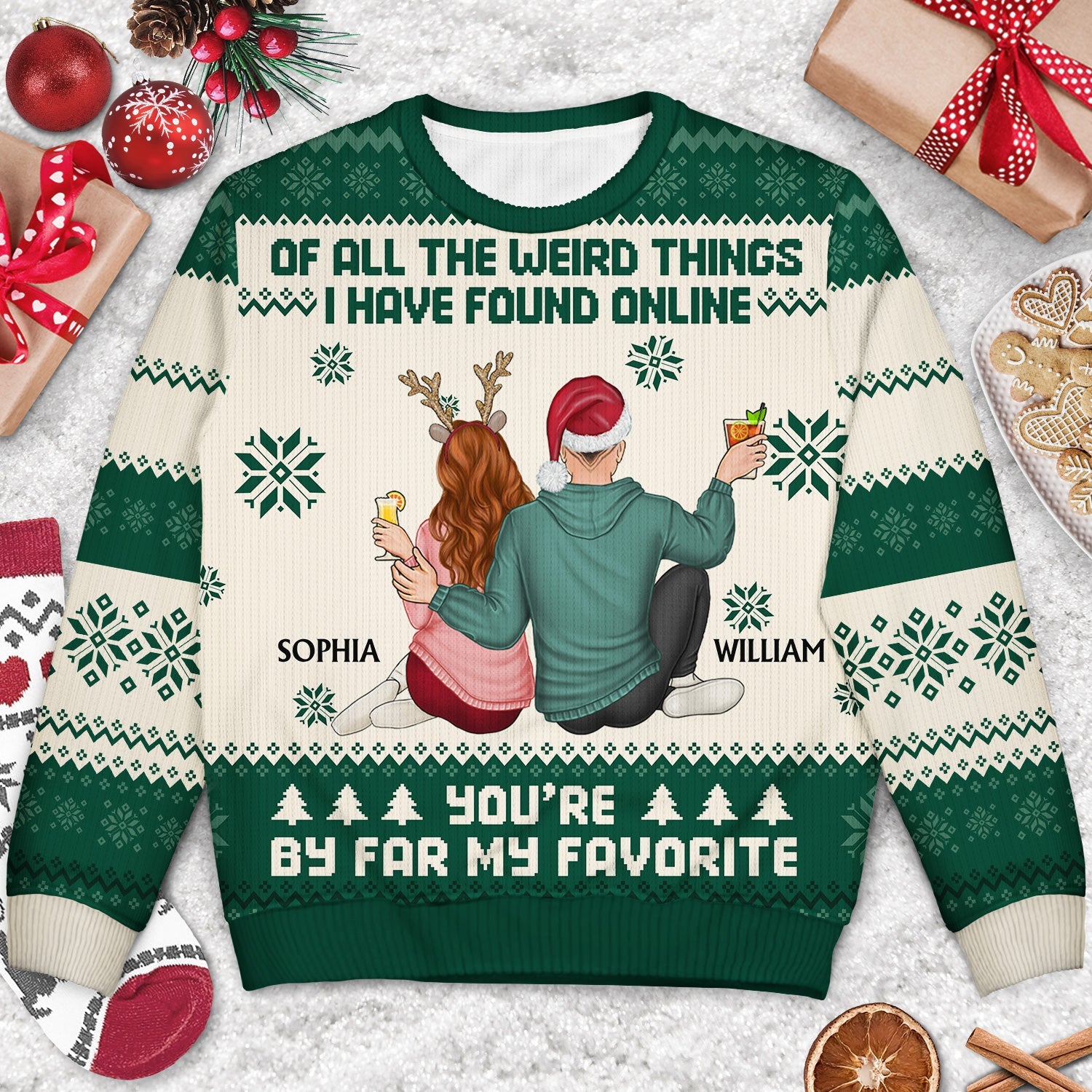 Of All The Weird Things - Christmas Gift For Couples, Husband, Wife - Personalized Unisex Ugly Sweater