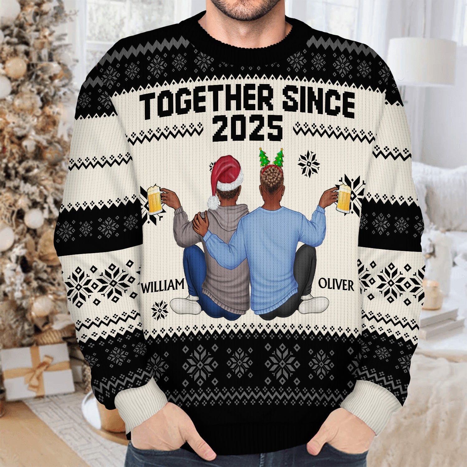 Together Since - Christmas Gift For Couples, Husband, Wife - Personalized Unisex Ugly Sweater