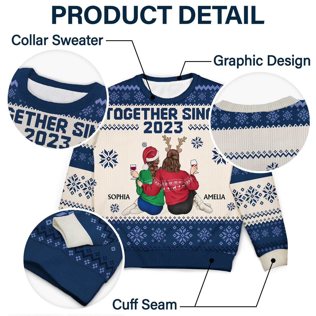 Together Since - Christmas Gift For Couples, Husband, Wife - Personalized Unisex Ugly Sweater