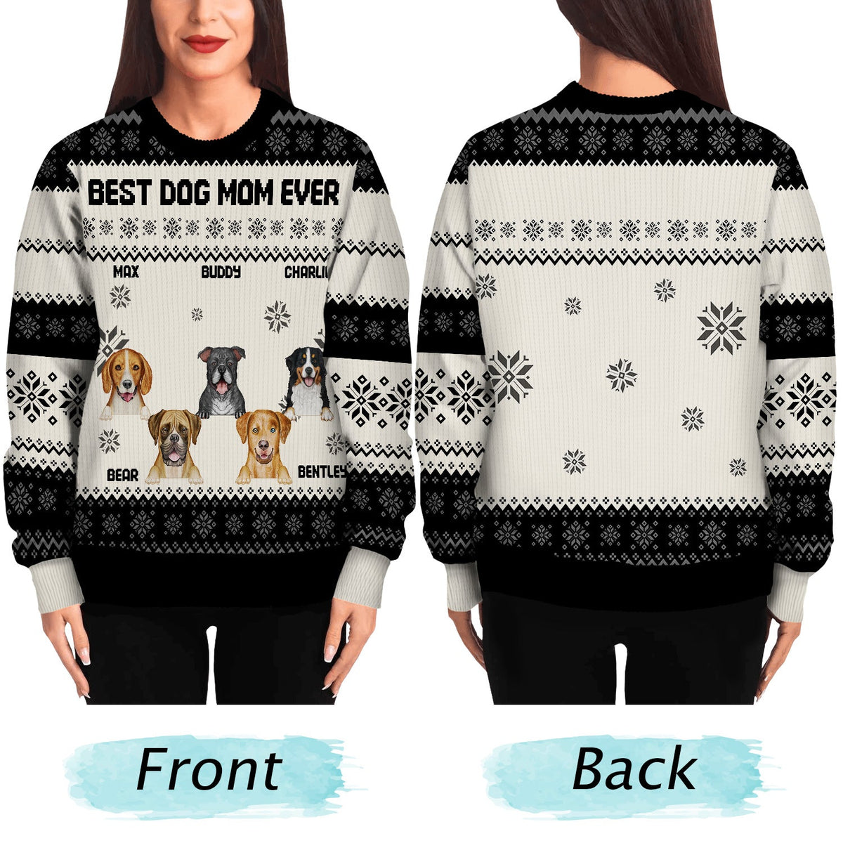 Flat Art Semi-real Pet - Christmas, Funny Gift For Family, Couple, Parents, Grandparents, Dog, Cat Lovers - Personalized Unisex Ugly Sweater