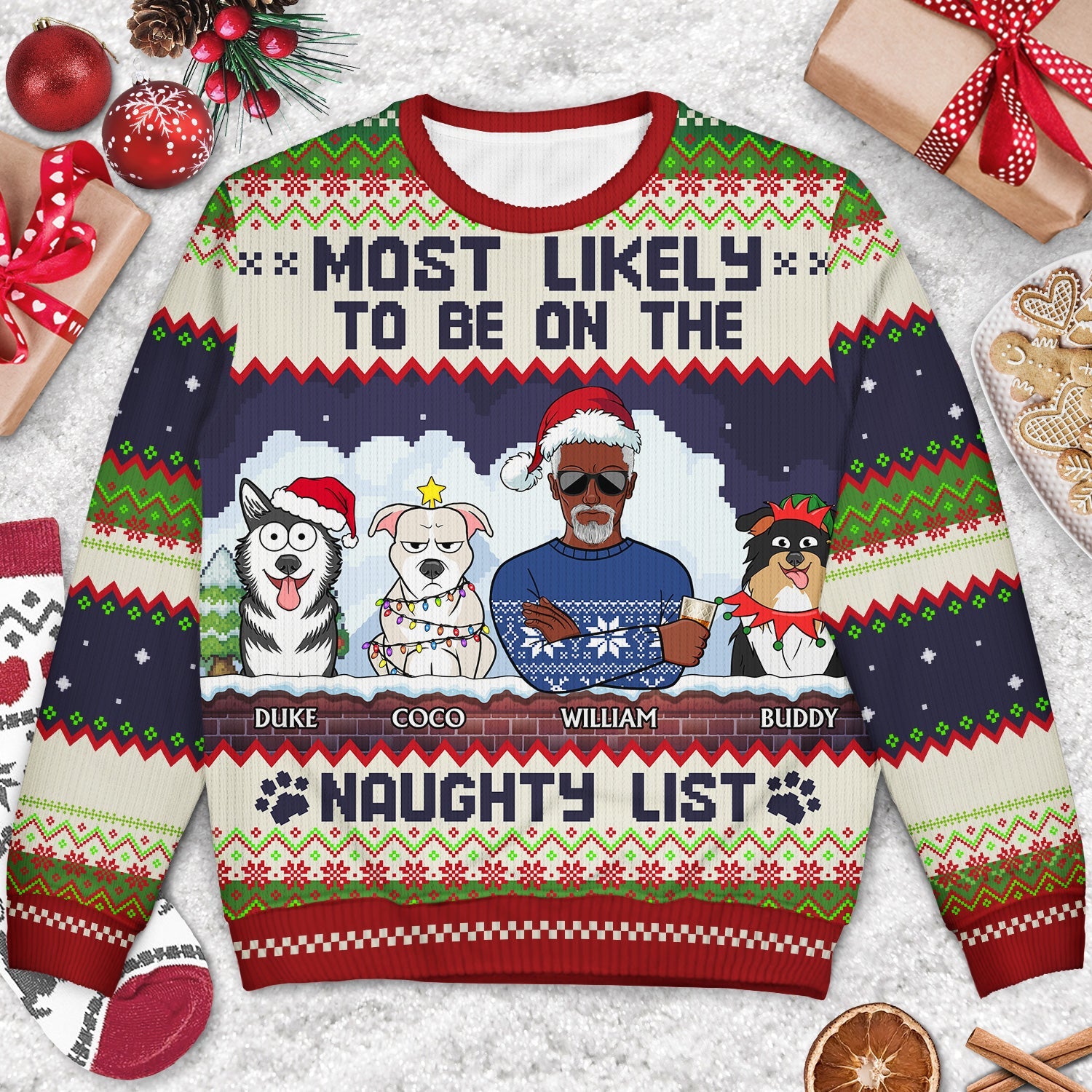 Most Likely To Be On The Naughty List - Christmas Gifts For Dog Lovers, Cat Lovers - Personalized Unisex Ugly Sweater