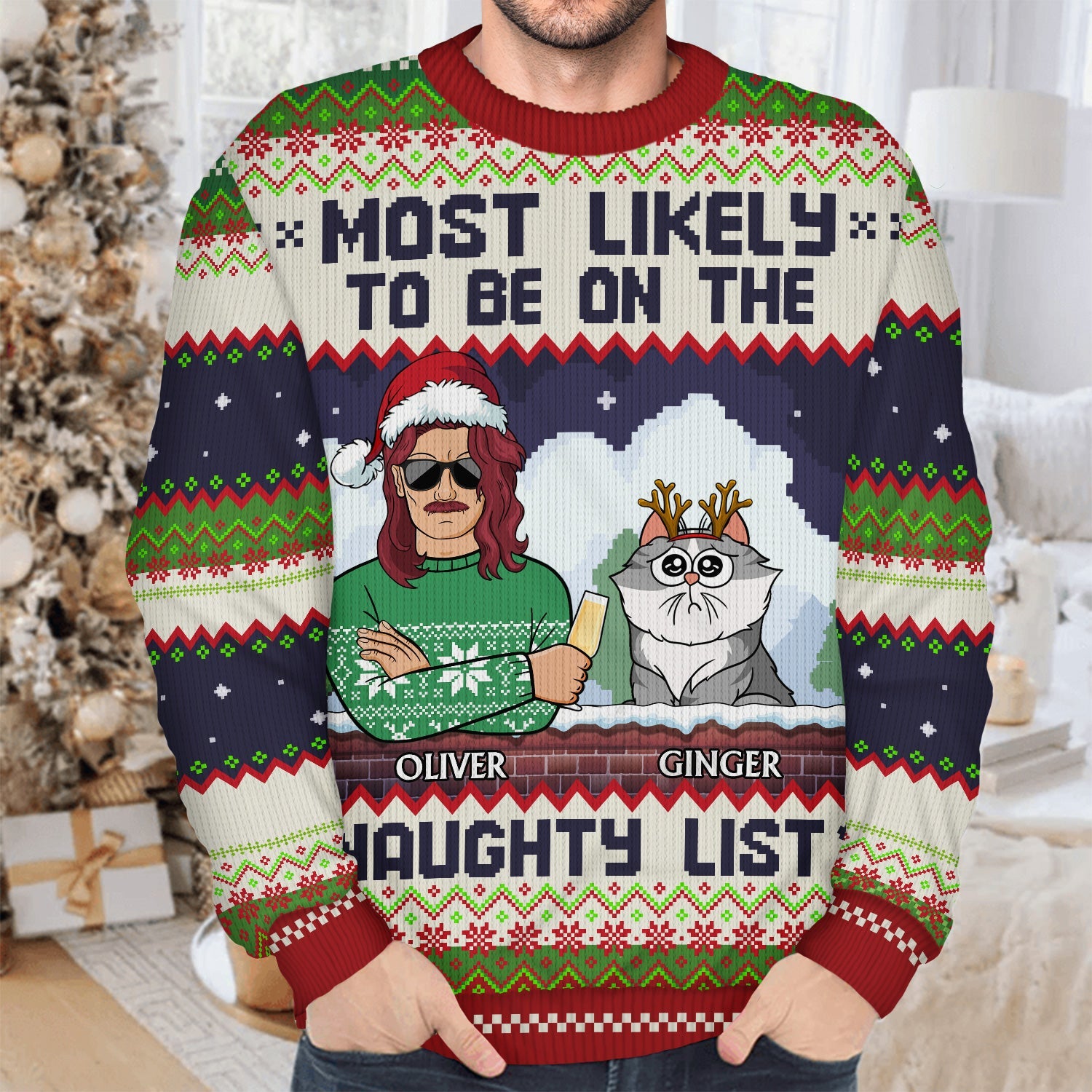 Most Likely To Be On The Naughty List - Christmas Gifts For Dog Lovers, Cat Lovers - Personalized Unisex Ugly Sweater