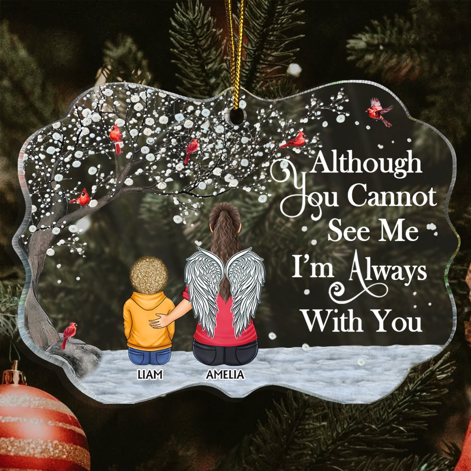 I'm Always With You - Christmas, Memorial Gift For Family, Friends - Personalized Medallion Acrylic Ornament