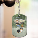 Keys To The Camper Walking Dog Cat - Anniversary, Loving Gifts For Couples, Camping Lovers - Personalized Aluminum Keychain