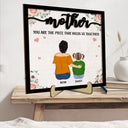 The Piece That Holds Us Together - Gift For Mom, Mother, Grandma - Personalized 2-Layered Wooden Plaque With Stand