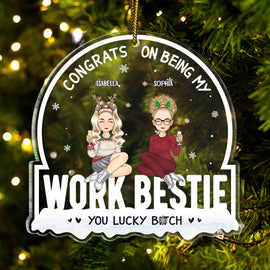 Christmas Coworker Congrats On Being My Work Bestie - Gift For Colleagues - Personalized Custom Shaped Acrylic Ornament