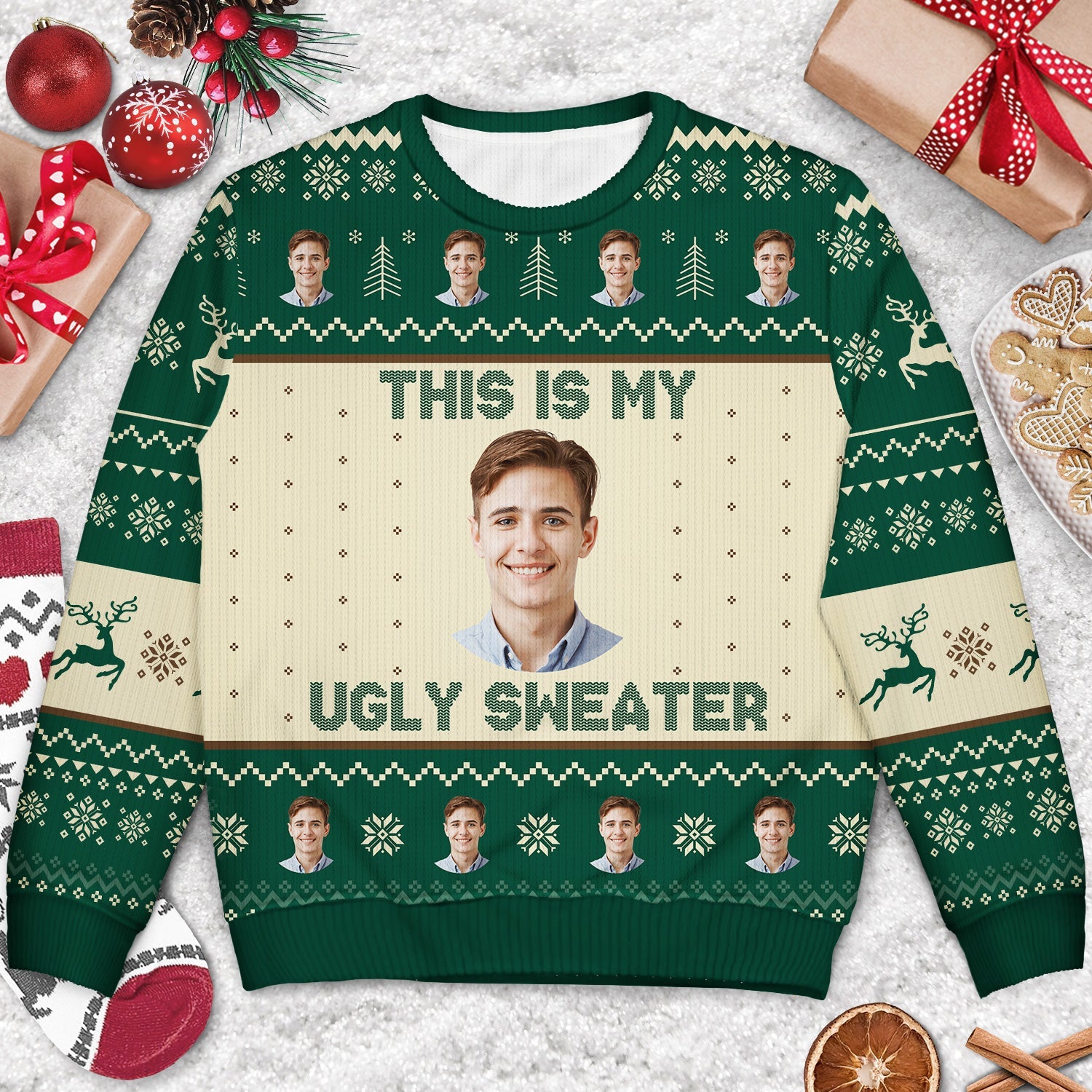 Custom Photo This Is My Ugly Sweater - Christmas, Gift For Yourself - Personalized Unisex Ugly Sweater