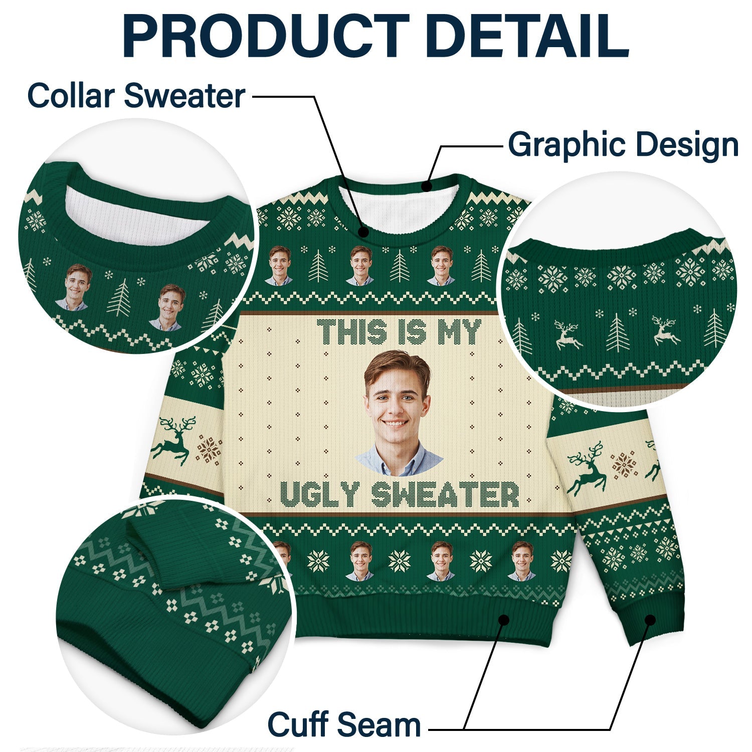 Custom Photo This Is My Ugly Sweater - Christmas, Gift For Yourself - Personalized Unisex Ugly Sweater