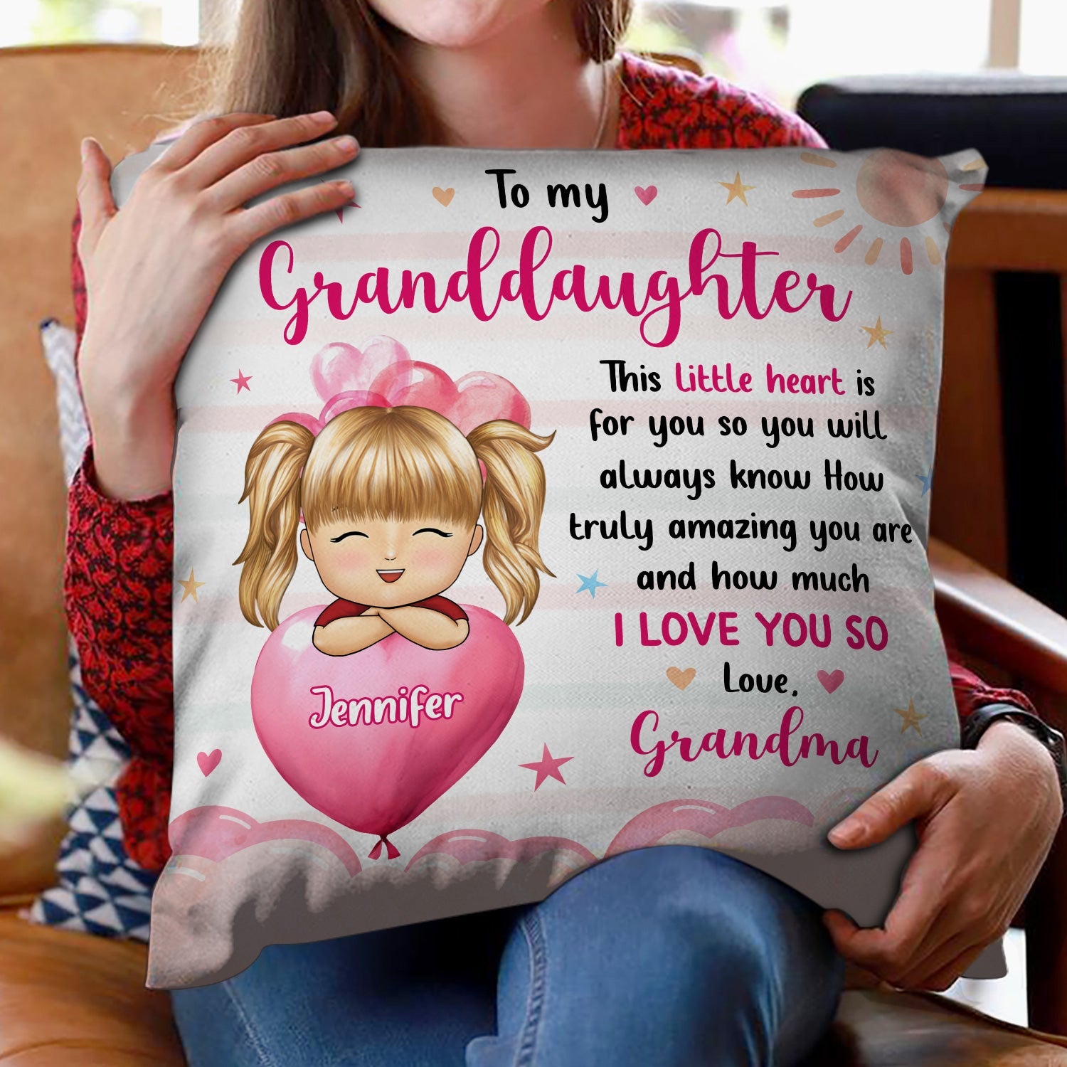 Grandma Mother How Much I Love You - Gift For Granddaughter, Kids - Personalized Pillow