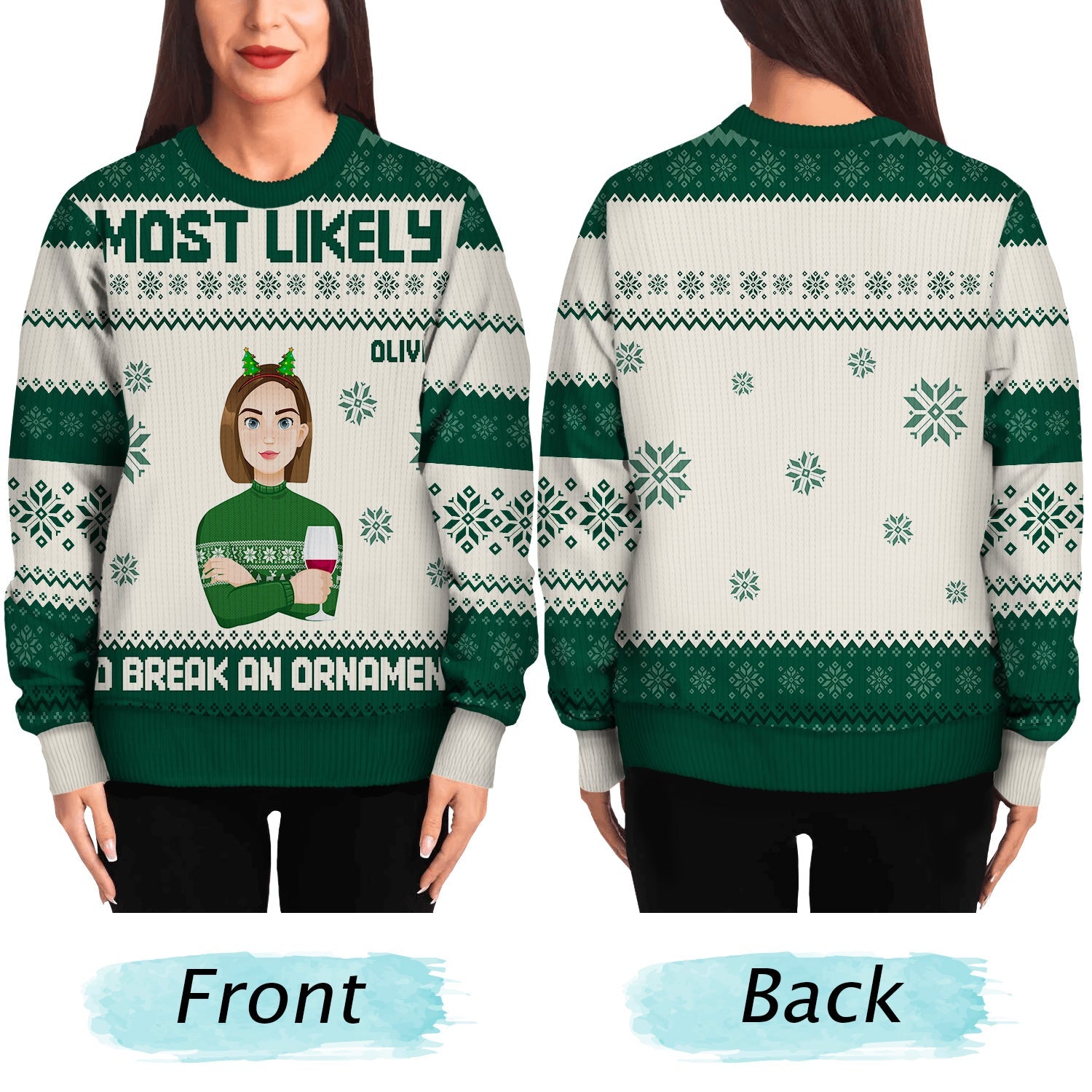 Christmas Flat Art Most Likely To - Gift For Family - Personalized Unisex Ugly Sweater